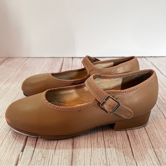 Capezio 3800 Leather Mary Jane Caramel Tap Shoes Women's Sz 4, Child Sz 2 - 2.5 - Picture 5 of 14